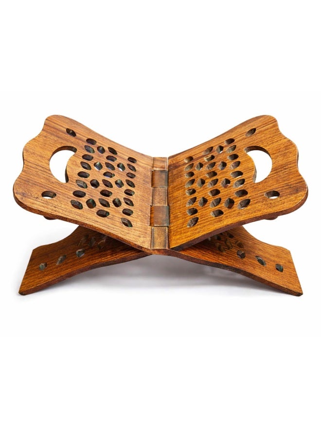 ARABIQO Wooden Quran Folding Stand (Rehal/Rahle) – Arabic Islamic Book Holder for Quran, Foldable Wooden Quran Stand for Ramadan, Salah & Daily Recitation, Home & Masjid Use (Medium) - Image 1